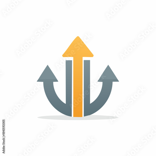 Abstract Upward Arrows Illustrating Growth, Competition, and Multiple Directions with a Minimalist Style on White Background
