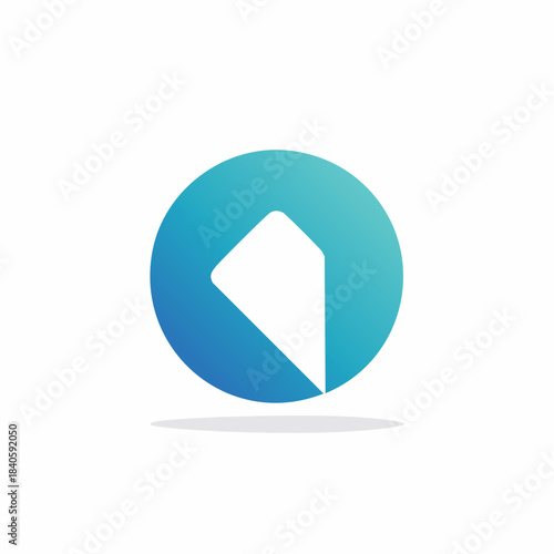 Abstract Logo: Arrow Symbol in Blue and Teal Circle with Negative Space