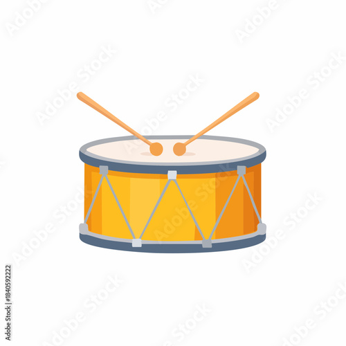 Vibrant Drum with Drumsticks Musical Percussion Instrument Illustration