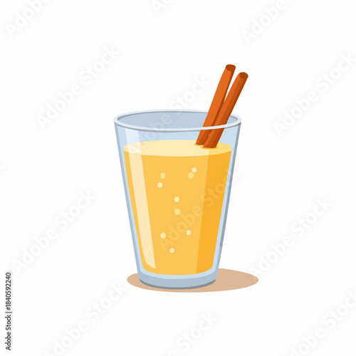 Refreshing drink in a glass with cinnamon sticks, a vibrant and delicious illustration of a cold beverage