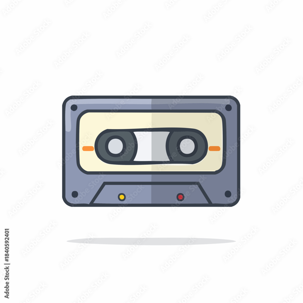 Fototapeta premium Illustration of a compact audio cassette, a retro media storage format for recording and playback.