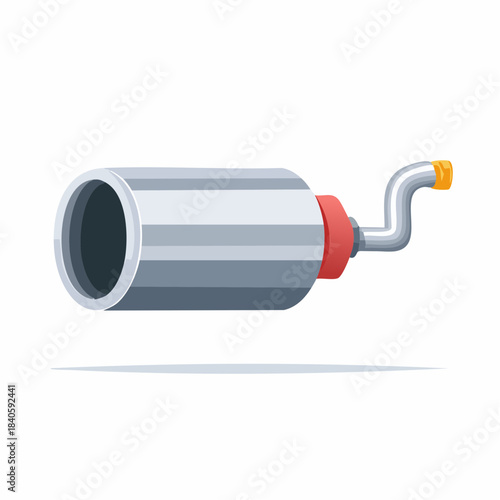 Cartoon car muffler illustration isolated on white exhaust system car part equipment industrial metal pipe