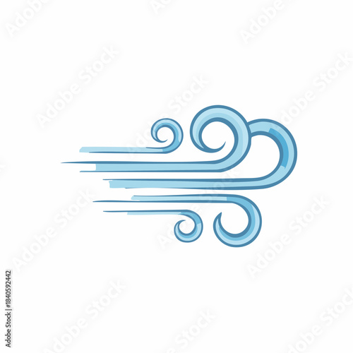 Stylized Blue Wind Gust Illustration Showing Movement and Energy