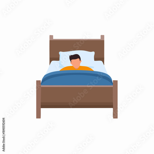 Man sleeping soundly in his bed at home for relaxation and comfortable night rest