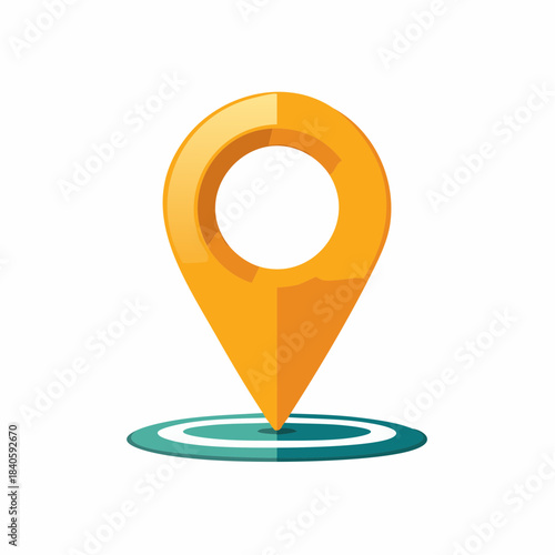 Vivid Golden Map Pin Pointing Precise Location on Area Navigation Map Information