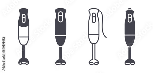 A hand blender designed with four different icons. Vector illustration