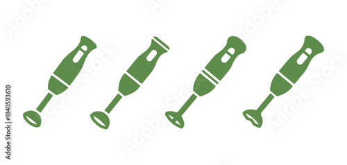 A hand blender showcasing four unique icon designs. Vector illustration
