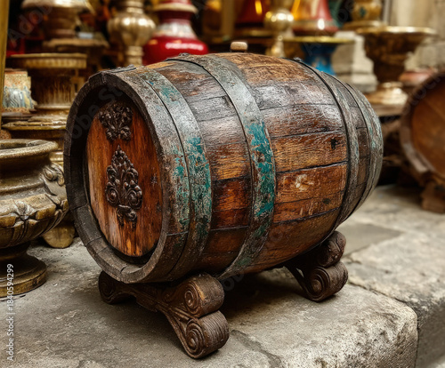 Antique barrel in a museum ...