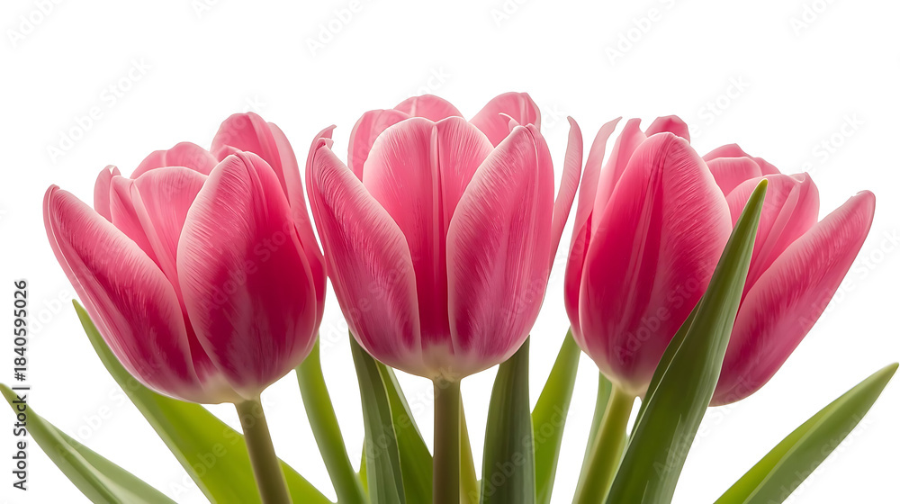 Naklejka premium pink tulips isolated on white background