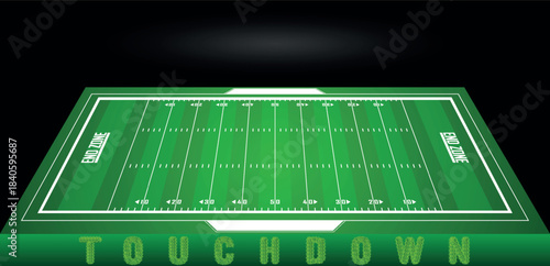 Football Green Field EPS. American Football Field with Line and Grass Texture. touch downs vector illustration