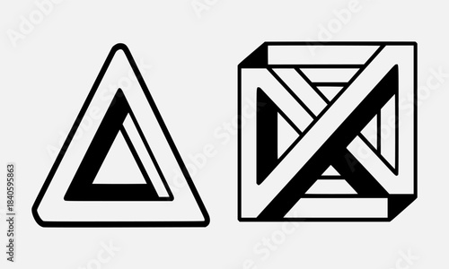 Free Download Illusionary geometric shapes a triangle and a cube with impossible perspectives - GFXLoad