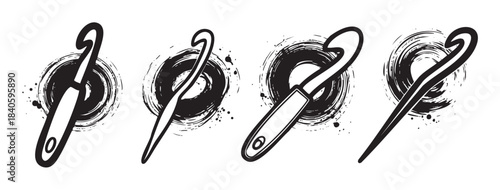 Crochet hooks are essential tools for crafting beautiful handmade items, presented here in a stylized black and white grunge illustration.