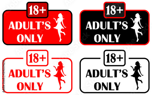 Adult's only 18+ age restriction symbol icon. Commonly used for labeling adult content, age-restricted products, websites, apps, or media. 