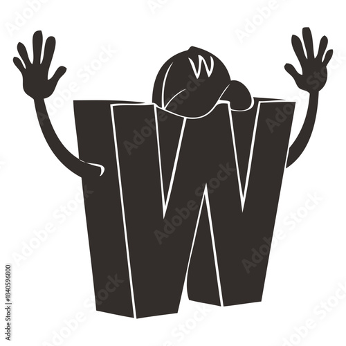 Cartoon Letter W Mascot