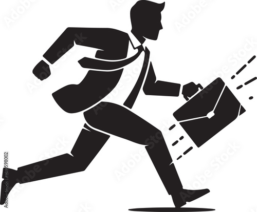 Businessman running with briefcase vector illustration representing urgency and busy work
