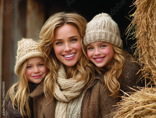 Farmer family working together