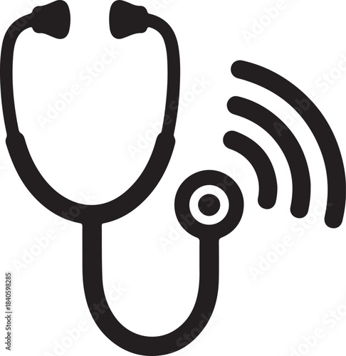 Stethoscope and Wi-Fi signal waves for remote healthcare and digital medicine concept