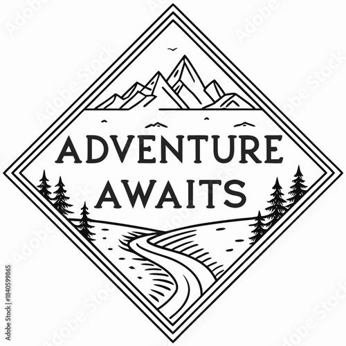 Mountain bike warning road sign illustration