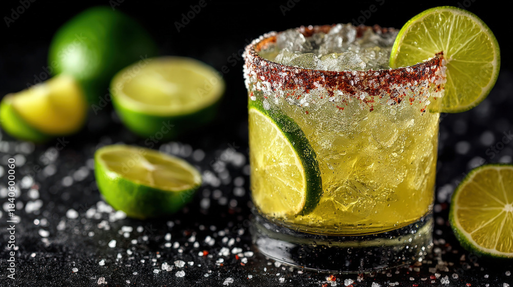 Fototapeta premium Margarita drink with a salted rim and lime