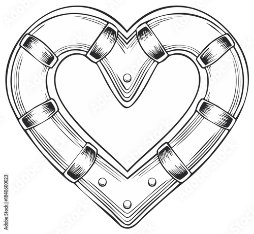 Heart shape life buoy line drawing for safety, love, help, rescue, or Valentine's day
