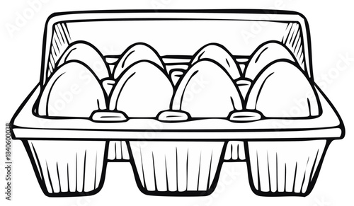 Cartoon drawing of a dozen eggs in a carton