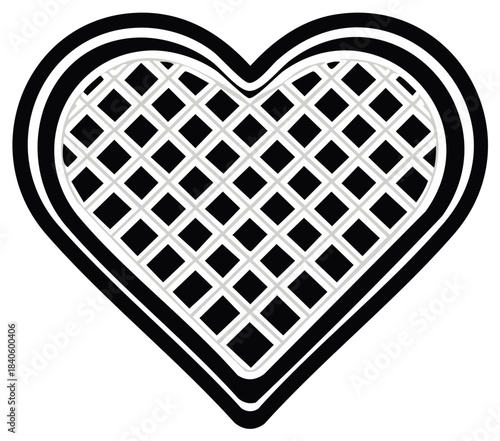 Stylized Heart Shape with Geometric Grid Pattern and Outline