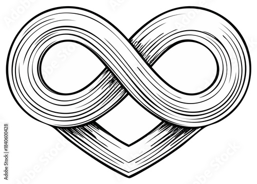 Infinity love symbol line art illustration, artistic design on white