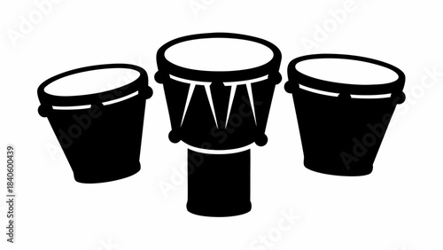 Pack of percussion instrument silhouettes in black, perfect for rhythm and beat related designs.