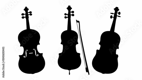 Classic string instruments presented as a black silhouette collection, great for music branding.