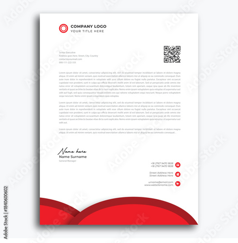 Professional Red and White Company Letterhead Template