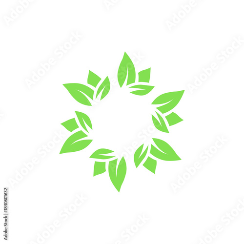 GREEN LEAVES NATURAL BIO ECO PRODUCT ORGANIC FARMING SIGN SYMBOL LOGO VECTOR
