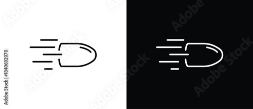 Speed ​​icon. Speed icon with a bullet shape. Speed and movement icon, a dynamic symbol for speed, energy, and performance. Vector illustration of a speed icon with a transparent and black background.