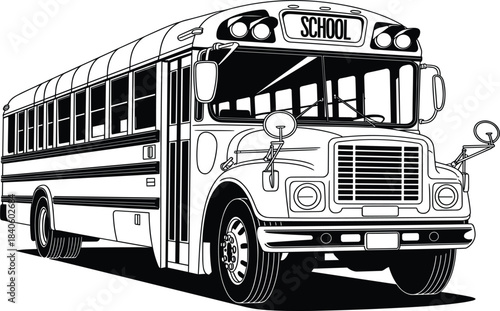 Classic school bus vector illustration, transportation, education, student commuter vehicle, back to school