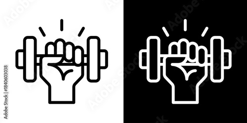Strength Icon Of Line Black And White Style Vector Illustration

