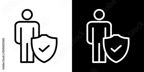 Self Protecting Icon Of Line Black And White Style Vector Illustration

