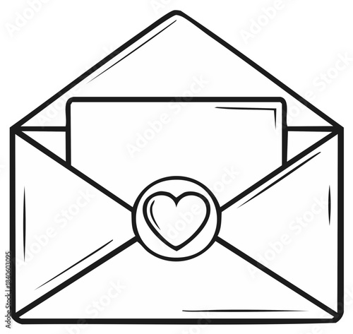 Open Envelope with Blank Card and Heart Seal Illustration