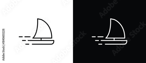 Boat icon. Fast delivery transportation icon. Speed ​​and movement icon, dynamic symbol for speed, delivery, and transportation. Vector illustration with transparent and black background.