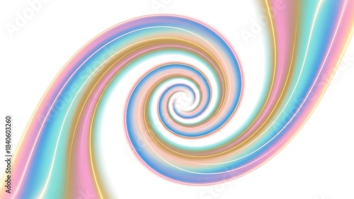 Vibrant pastel rainbow swirl vortex on a clean white background creating a sense of motion and wonder