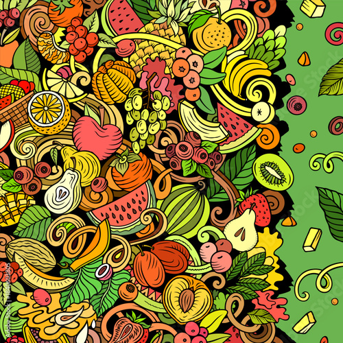 Fresh Fruits cartoon vector doodles frame illustration