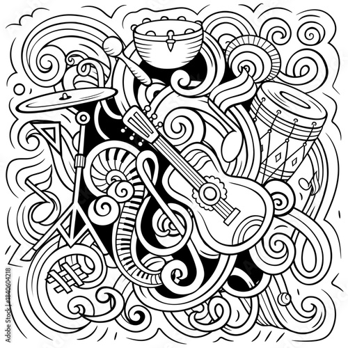 Cartoon vector doodles Classic music illustration