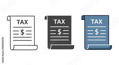 Tax form icon set isolated on white background vector illustration of tax document, financial report, and accounting paperwork symbol of taxation and payment