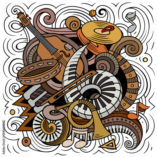 Cartoon vector doodles Classic music illustration