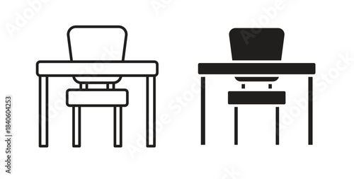School desk icon isolated vector Illustration. Vector pictogram for web and app