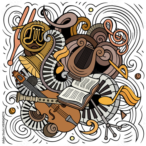 Cartoon vector doodles Classic music illustration
