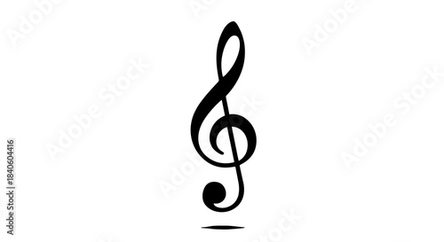 Treble clef isolated on white background, a musical symbol representing the g clef, commonly used to denote the pitch of notes in music notation