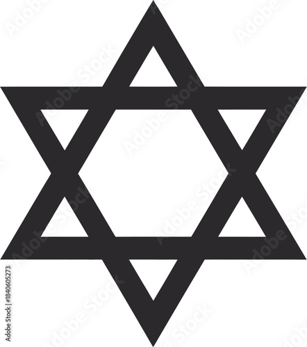 Black Star of David Magen David symbol minimalist, Jewish faith Israel emblem, Judaism religious identity 