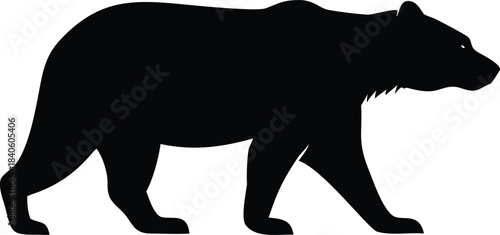 Bear Walking Silhouette Vector Illustration Transparent Background