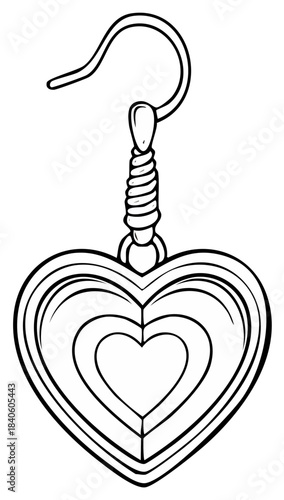 Heart Shaped Earring Illustration with Hook,  Fashion Accessory for Women