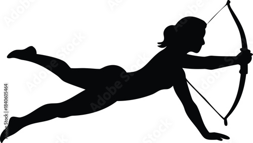 Bow Pose Silhouette Vector Illustration Transparent Background