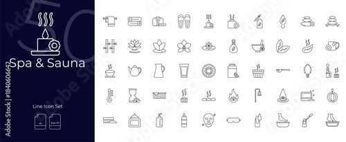 Spa And Sauna Line Editable Icons set